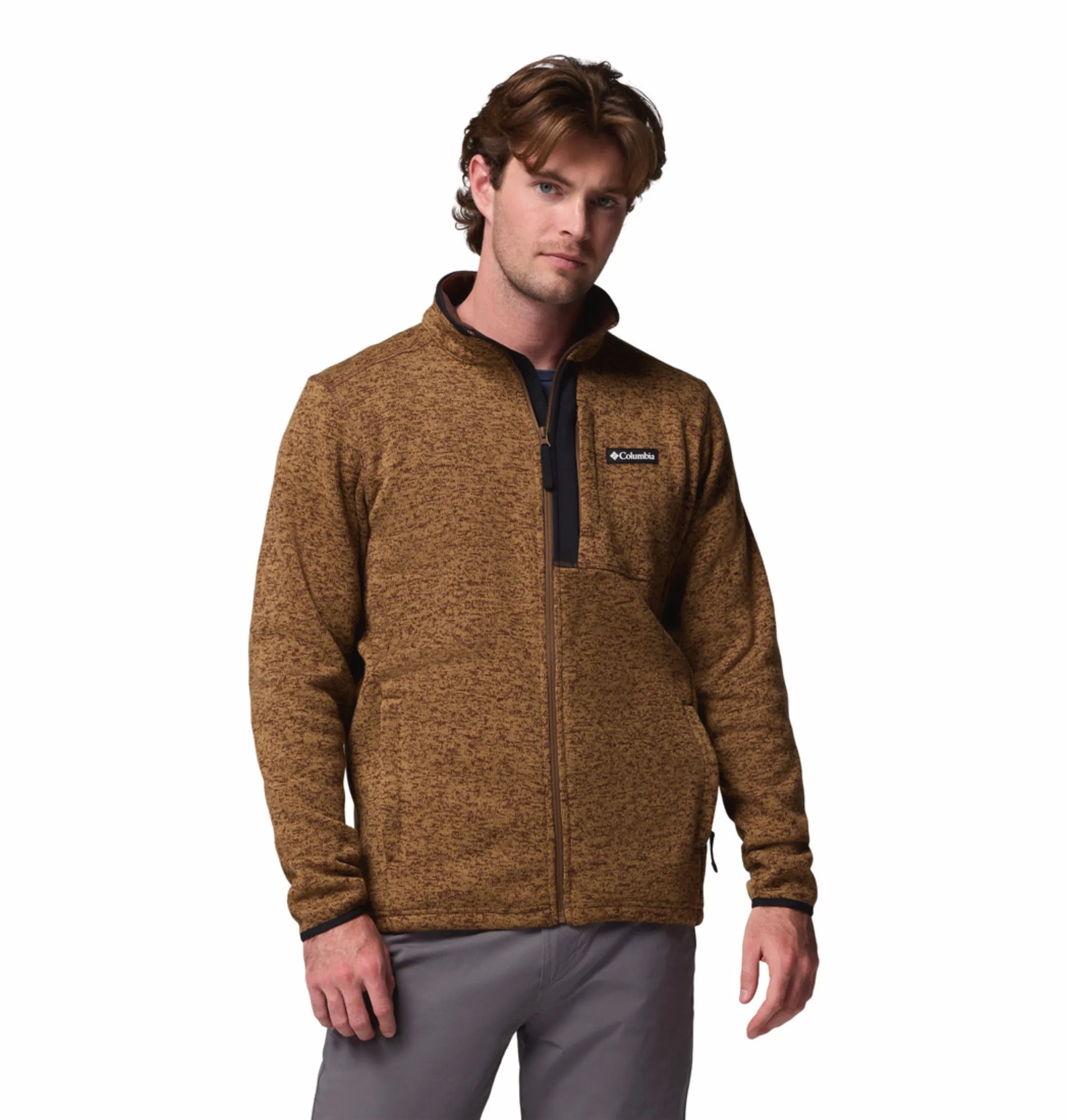 Columbia Men Brown Sweater Weather Jacket Raglan Sleeve Active Comfort