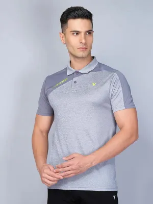 Men Melange Slim Fit Polo T-shirt with DOUBLE COOL Comfort Wearable Curved Hemline