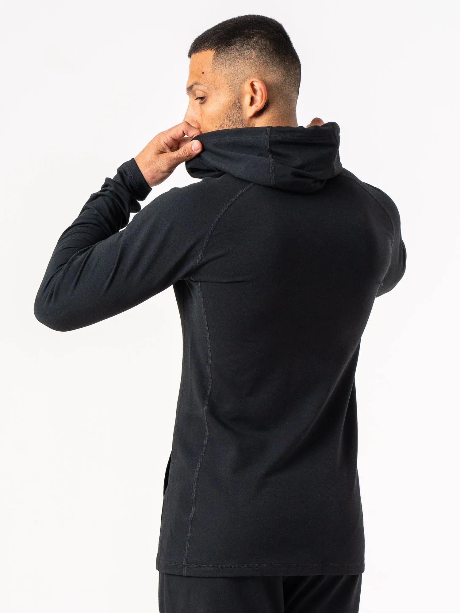 uncollared Endurance Zip Up Jacket - Black