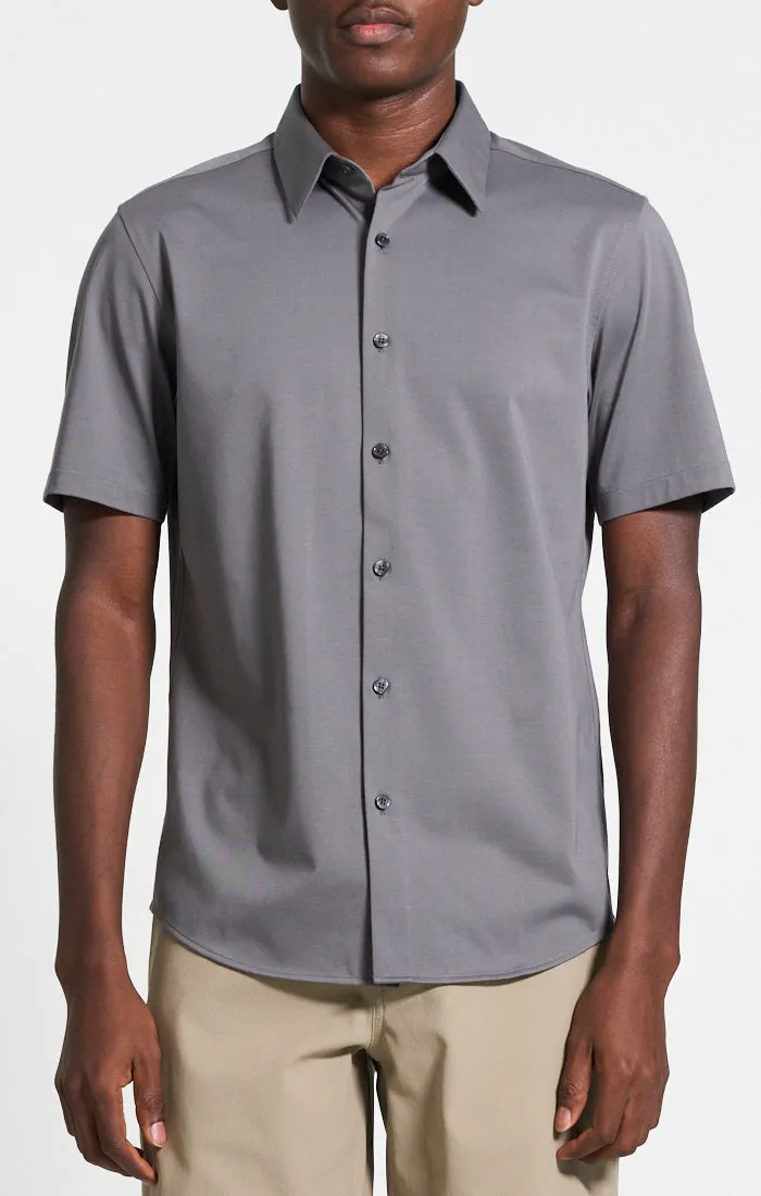 Summer Skirt Country Core Theory Irving Structure Knit Short Sleeve Shirt - Carbon