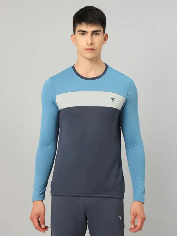 Comfy Waistband Versatile Comfort Wear Men Colorblock Slim Fit Crew Neck T-shirt with MATPIQ