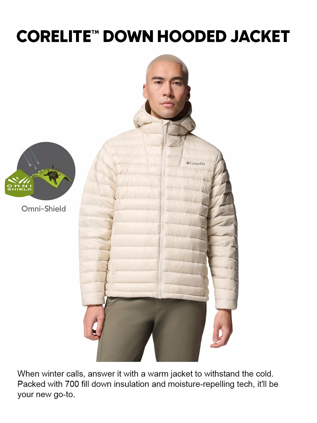 Lip-gloss Columbia Men Beige OmniShield Corelite Down Jacket