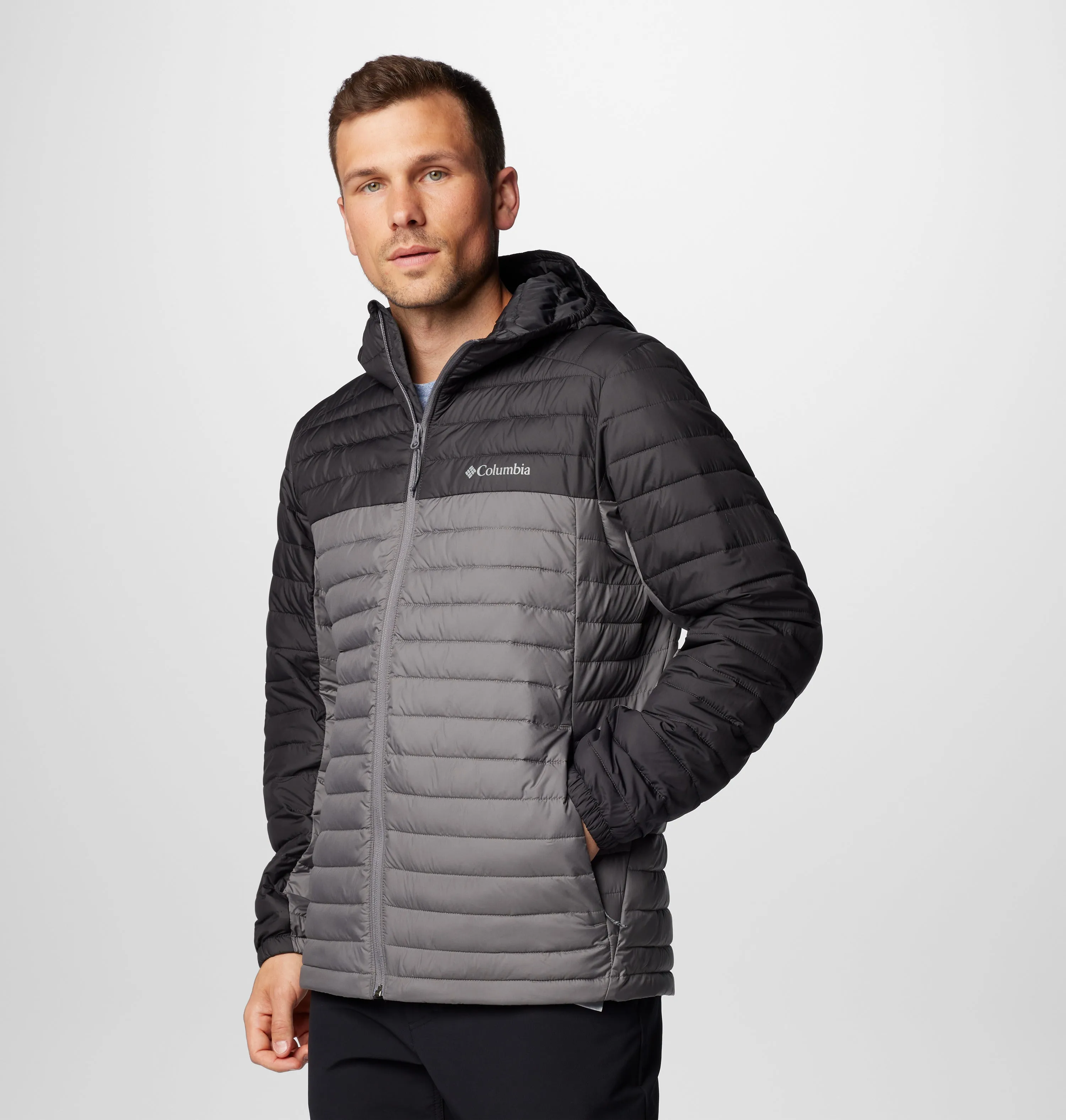 Adjustable Cuffs Layered Look Columbia Men Grey Silver Falls II Hooded Jacket
