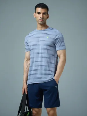 Men Jacquard Slim Fit Crew Neck T-shirt with DOUBLE COOL NonRestrictiveCut UV protected