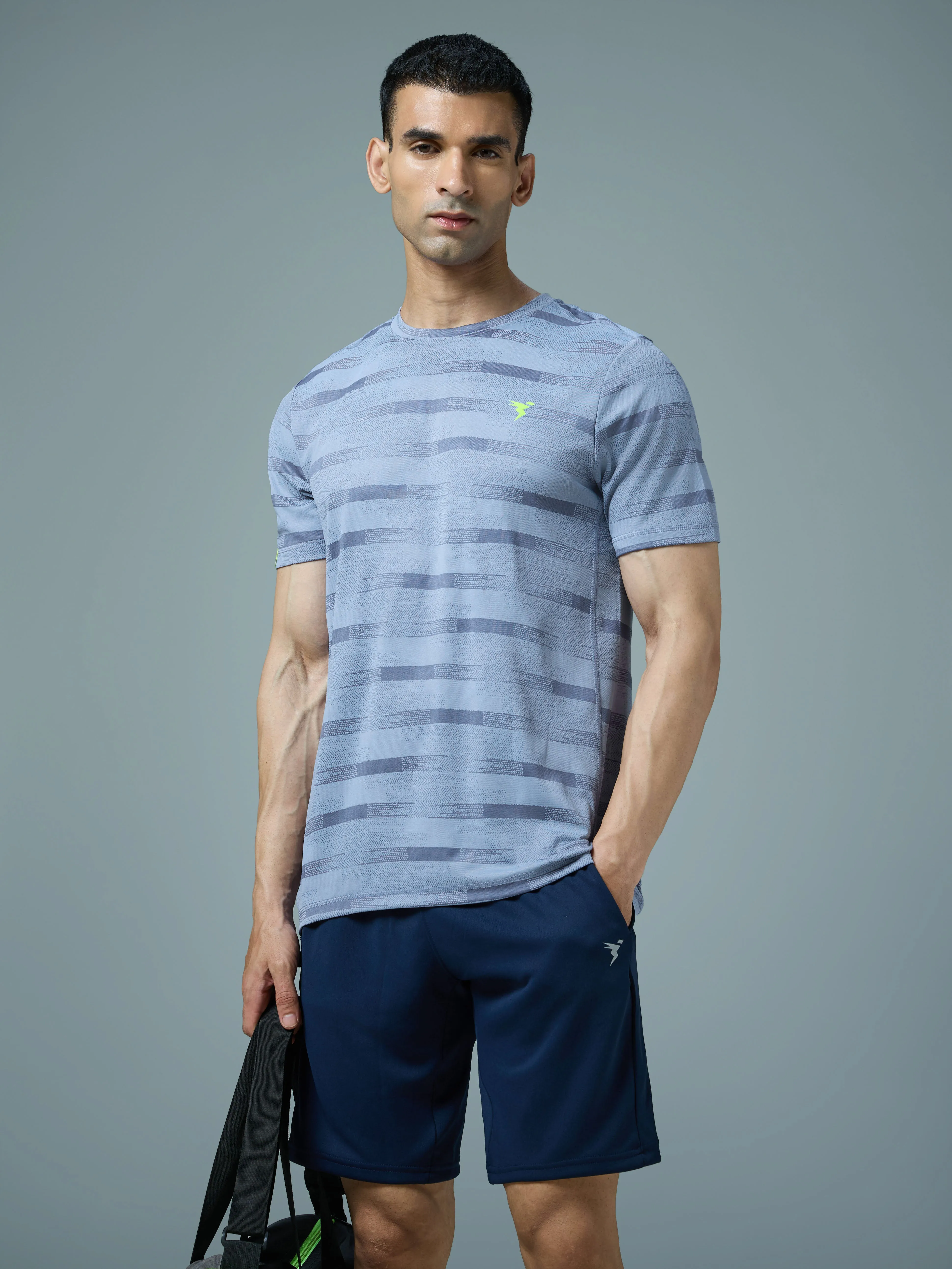 Animal print wildness Men Jacquard Slim Fit Crew Neck T-shirt with DOUBLE COOL