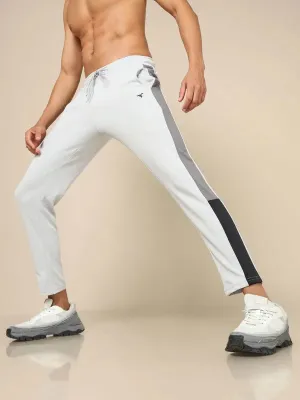 Men Colorblock Slim Fit Trackpants with ELASTO PLUS No Snag Zipper Guard Sweat Resistant Fabric