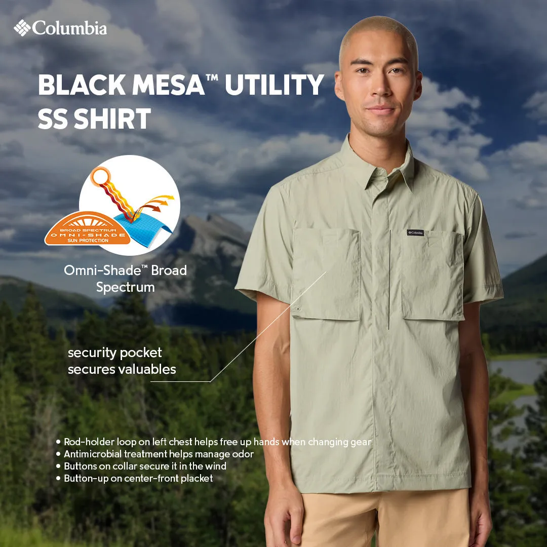 Active Wear Columbia Men Green Black Mesa Utility SS Shirt