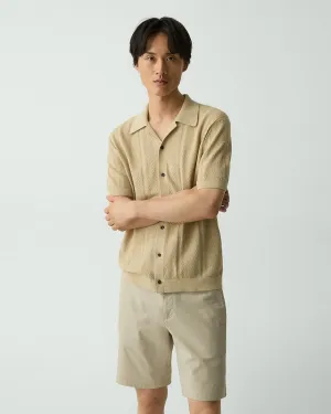 Theory Light Twist Cotton Camp Collar Shirt - Chino TumbleDry Safe Classic Mode
