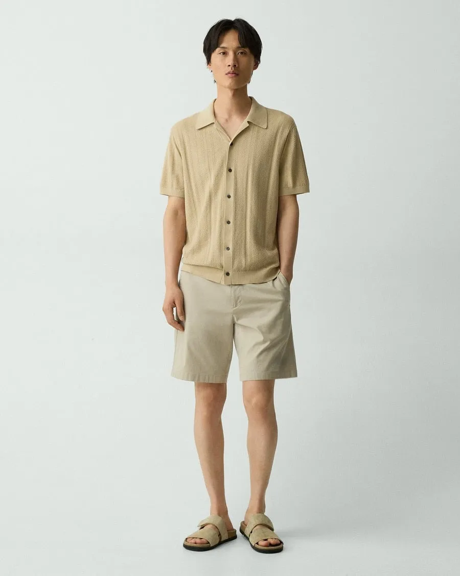 Theory Light Twist Cotton Camp Collar Shirt - Chino Versatile Design StainRepellentSurface