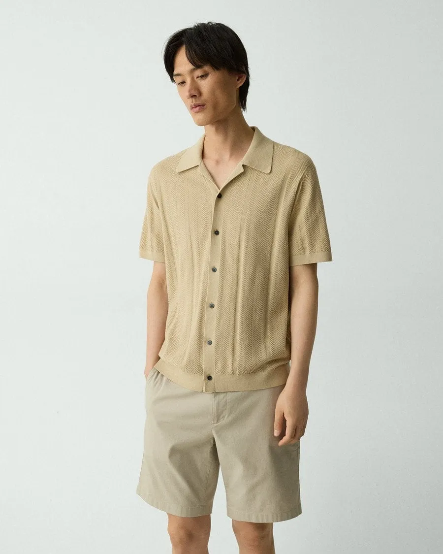 Cyber Core Theory Light Twist Cotton Camp Collar Shirt - Chino