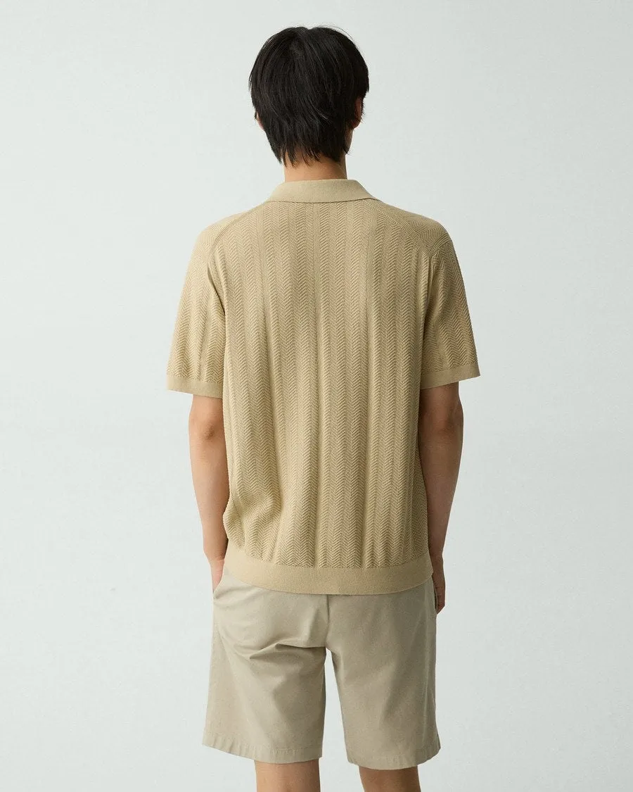 Theory Light Twist Cotton Camp Collar Shirt - Chino Luxury Apparel