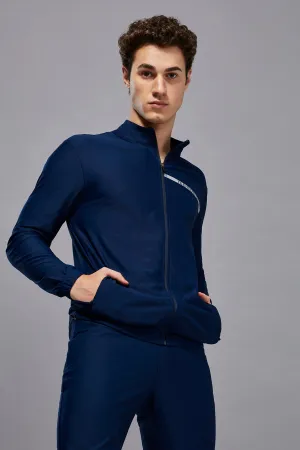 Soft Motion Men Solid Slim Fit Mock Neck Sports Jacket with DURACOOL 