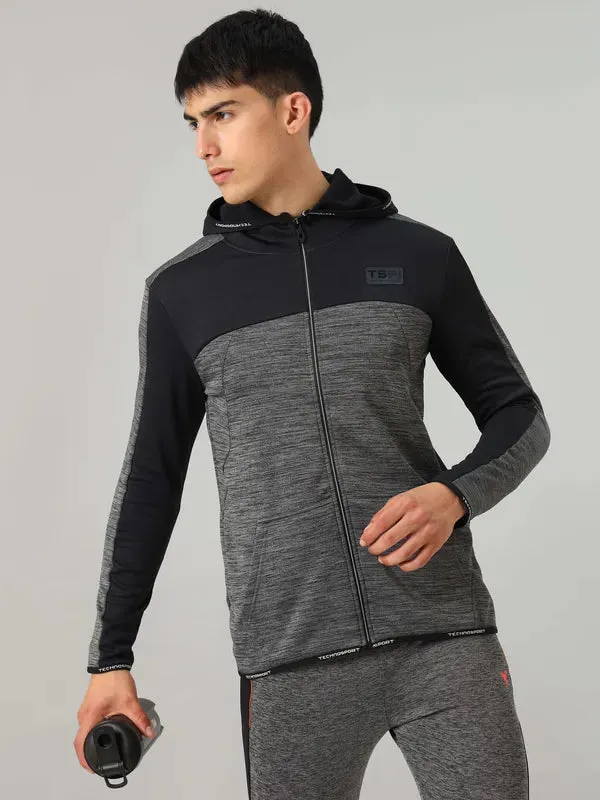 Men Melange Slim Fit Hooded Jacket with TECHNOLITE Glass Fit