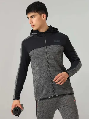 AllDayComfort Men Melange Slim Fit Hooded Jacket with TECHNOLITE