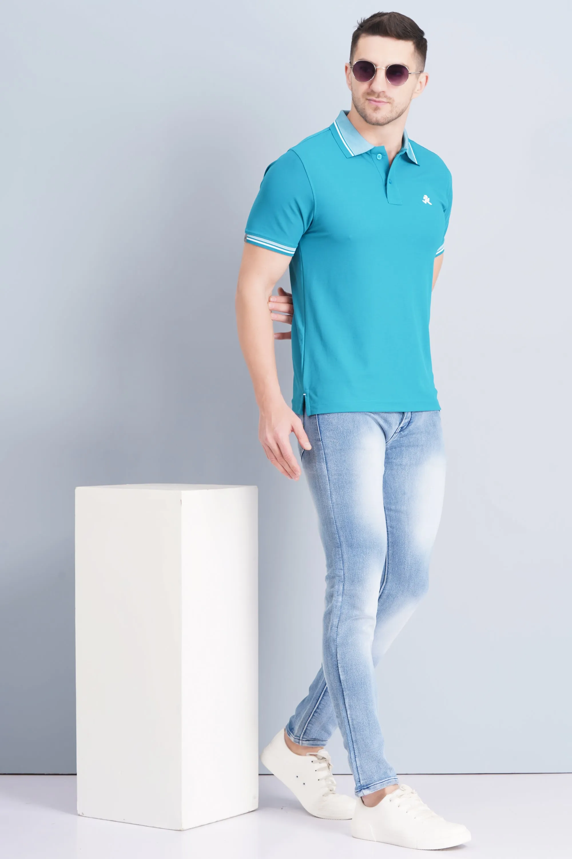 Cool Style Men's Polo T Shirt Blue