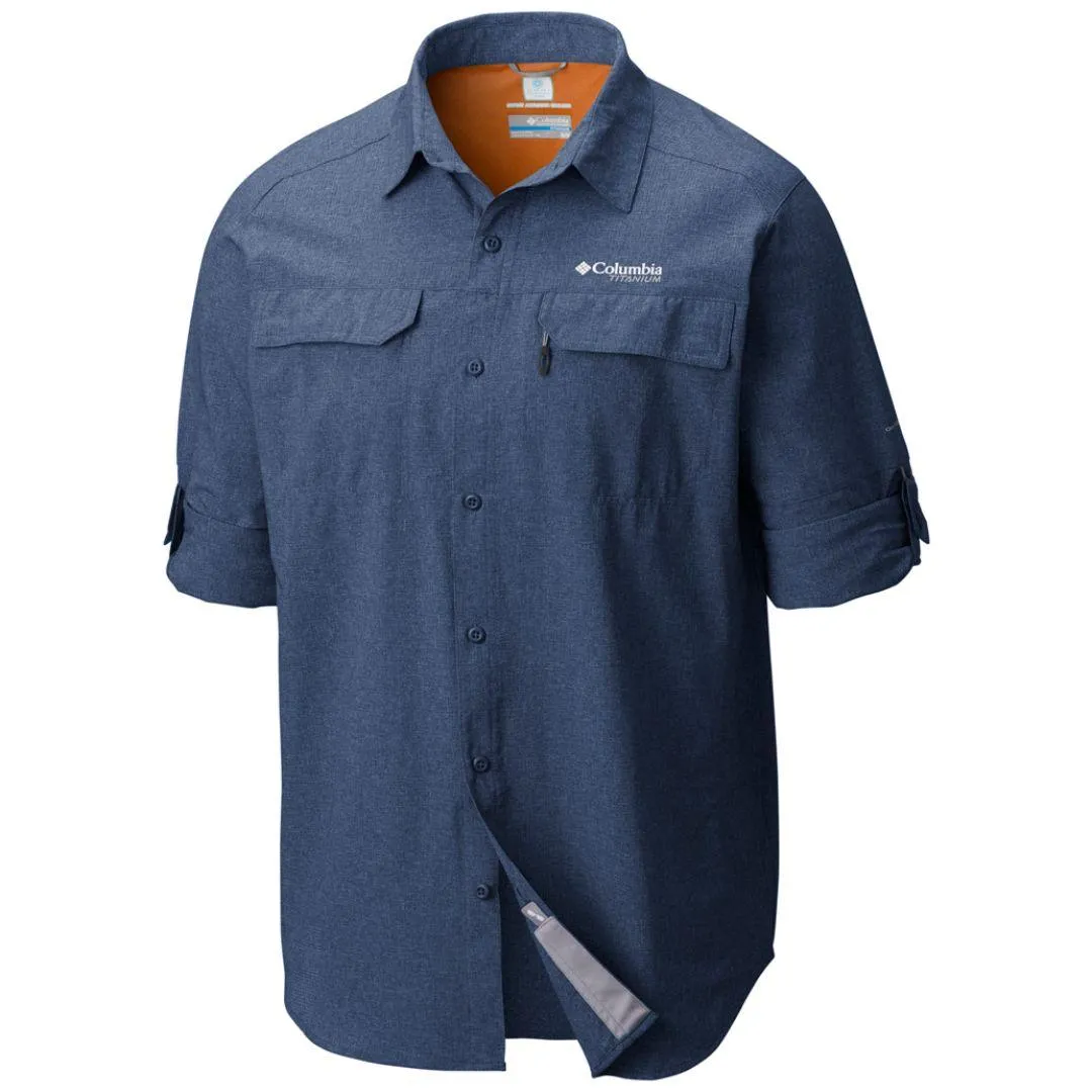 Columbia Men Blue Irico Mens Long Sleeve Shirt 4Way Stretch Downtown Cool