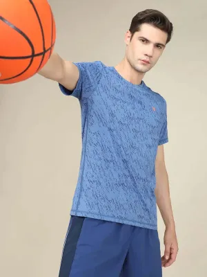 Casual Comfort Design Men Jacquard Slim Fit Crew Neck T-shirt with DOUBLE COOL
