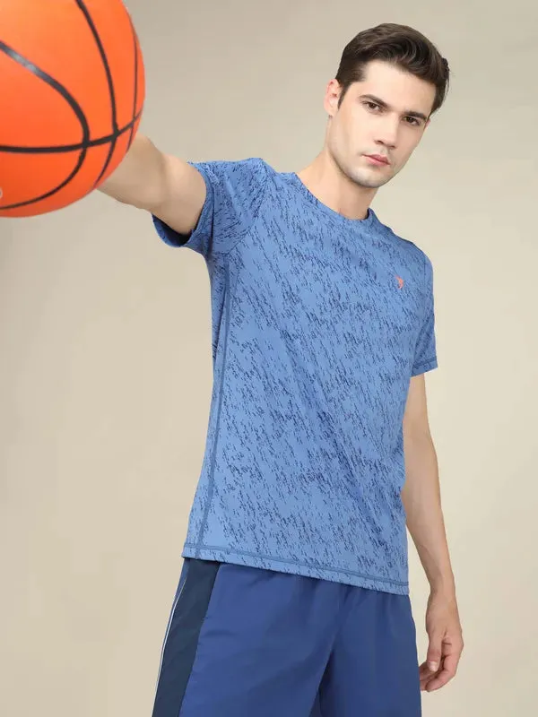Casual Comfort Design Men Jacquard Slim Fit Crew Neck T-shirt with DOUBLE COOL