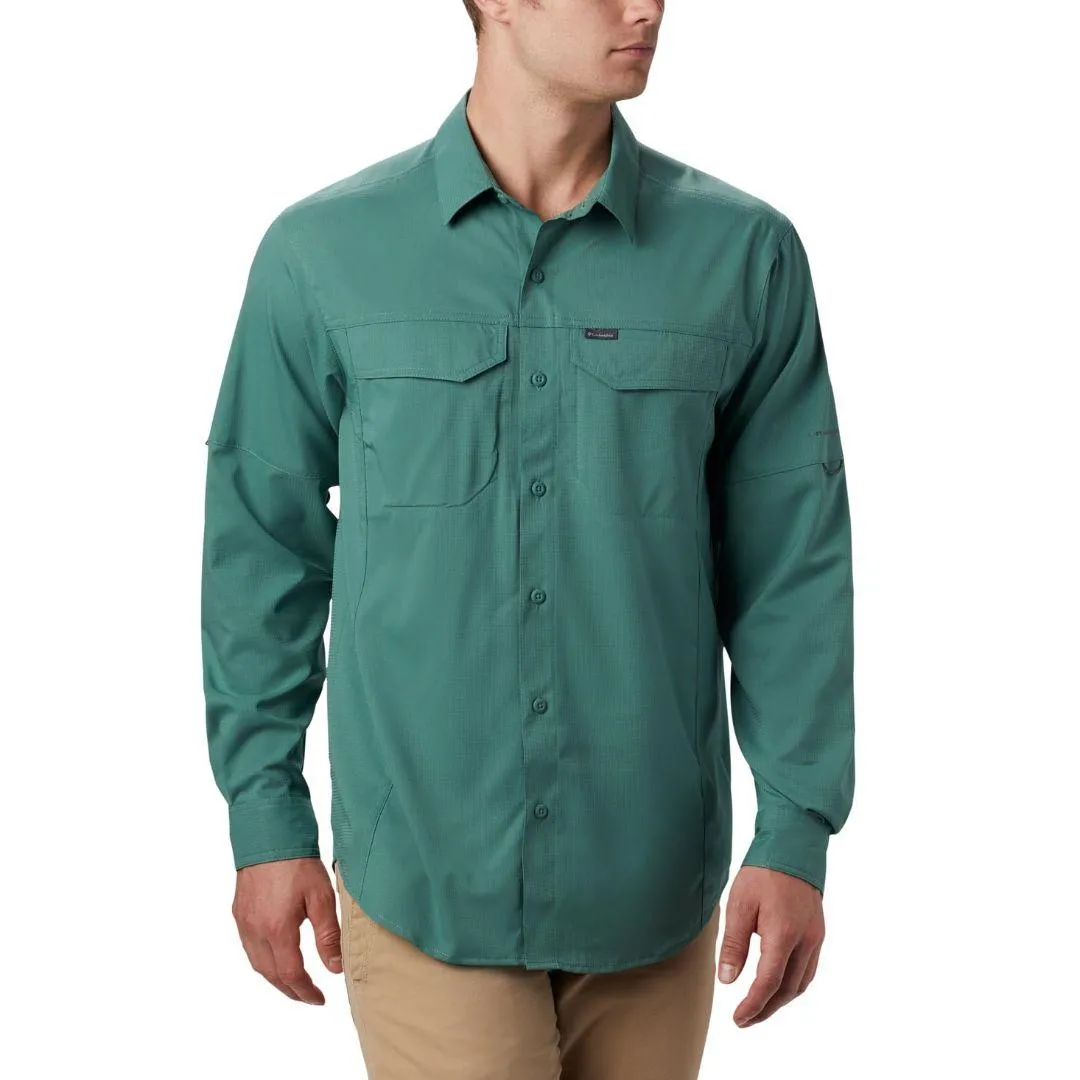 Night Charm Work Safe Columbia Men Green Silver Ridge Lite Long Sleeve Shirt (Sun Protection)