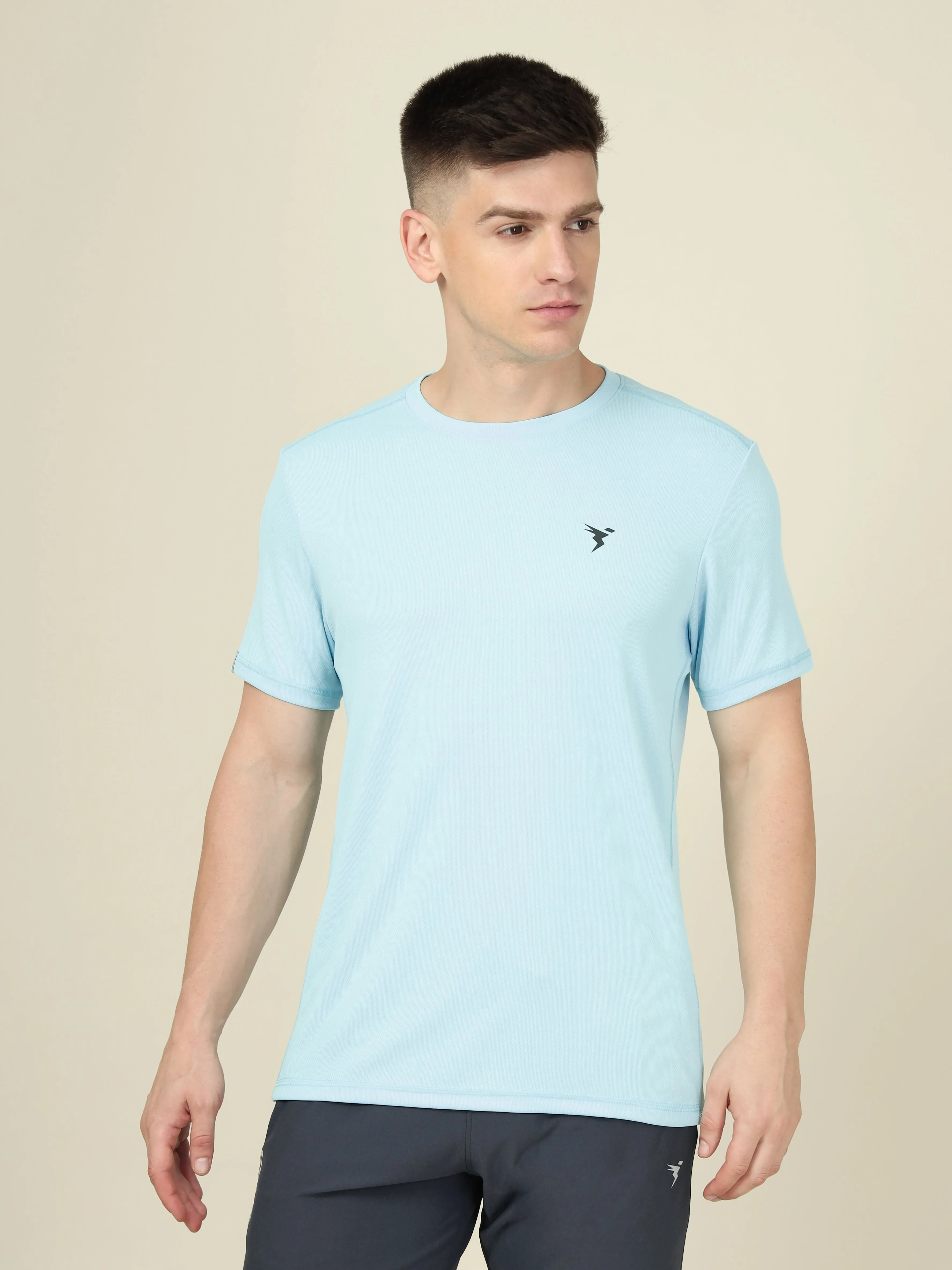 Men Solid Slim Fit Crew Neck T-shirt with TECHNO COOL  Comfy Fit Layer High Quality Printing