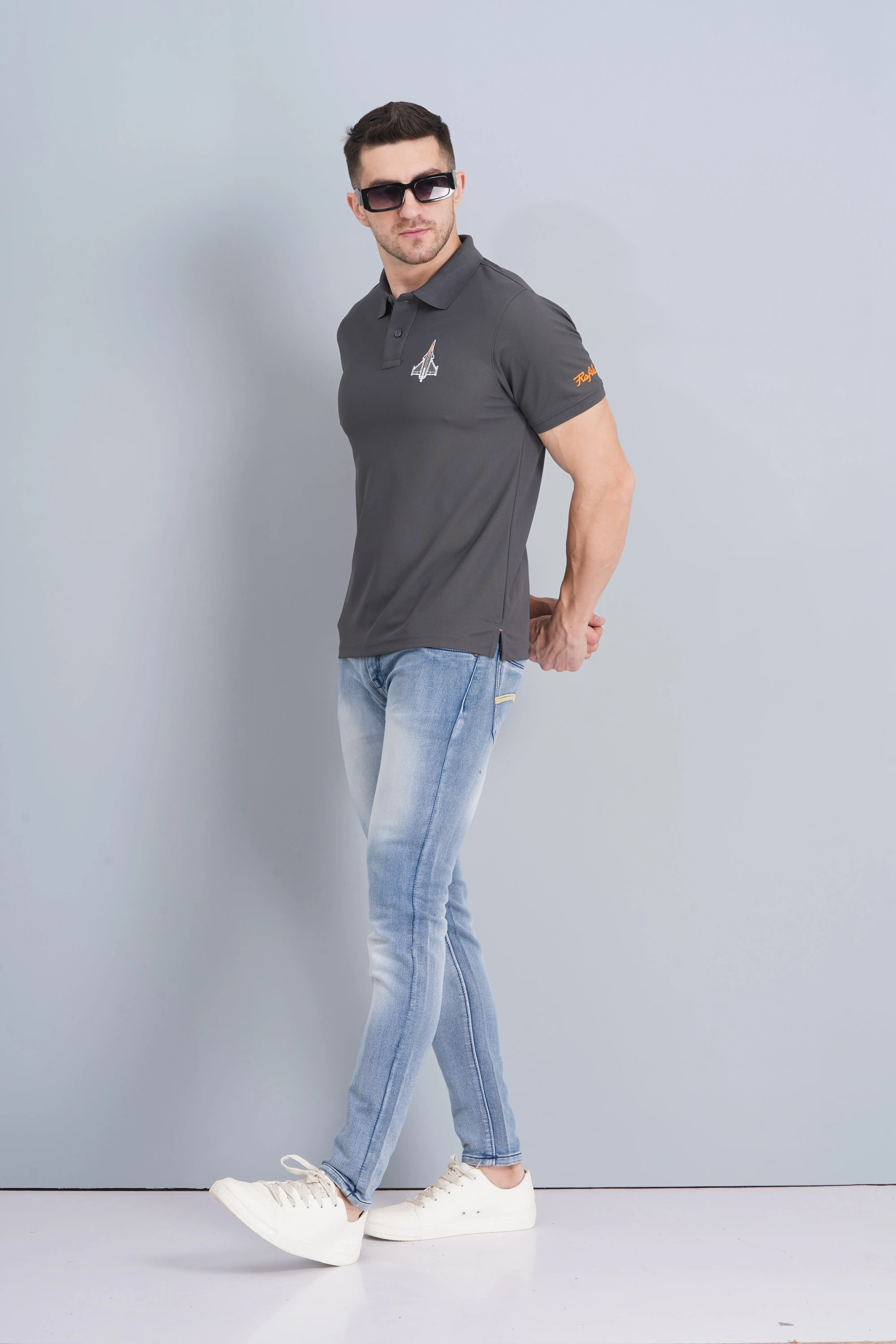 Moisture Wicking Fabric Men's Polo T Shirt Rafale Charcoal