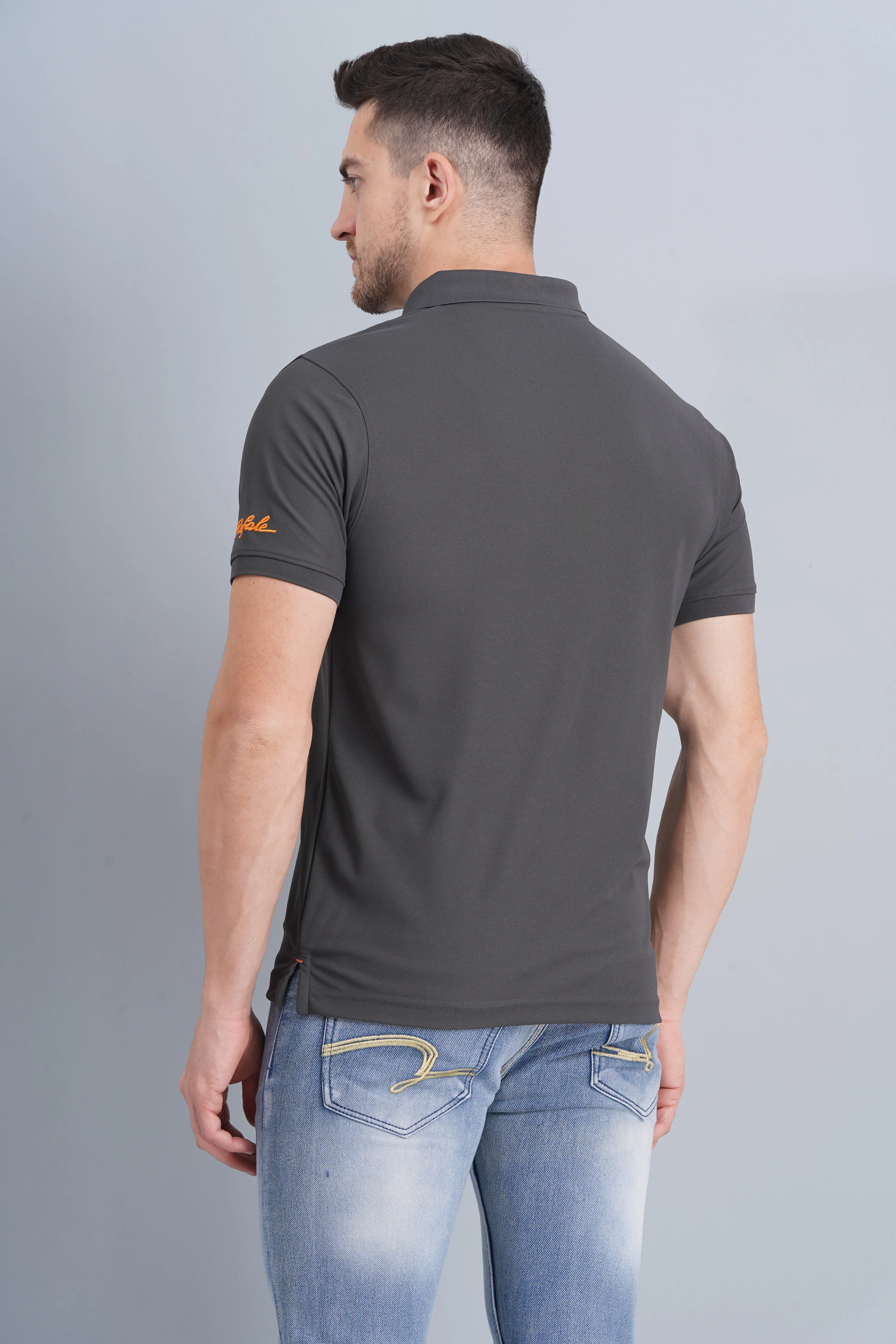 Minimal Design Men's Polo T Shirt Rafale Charcoal