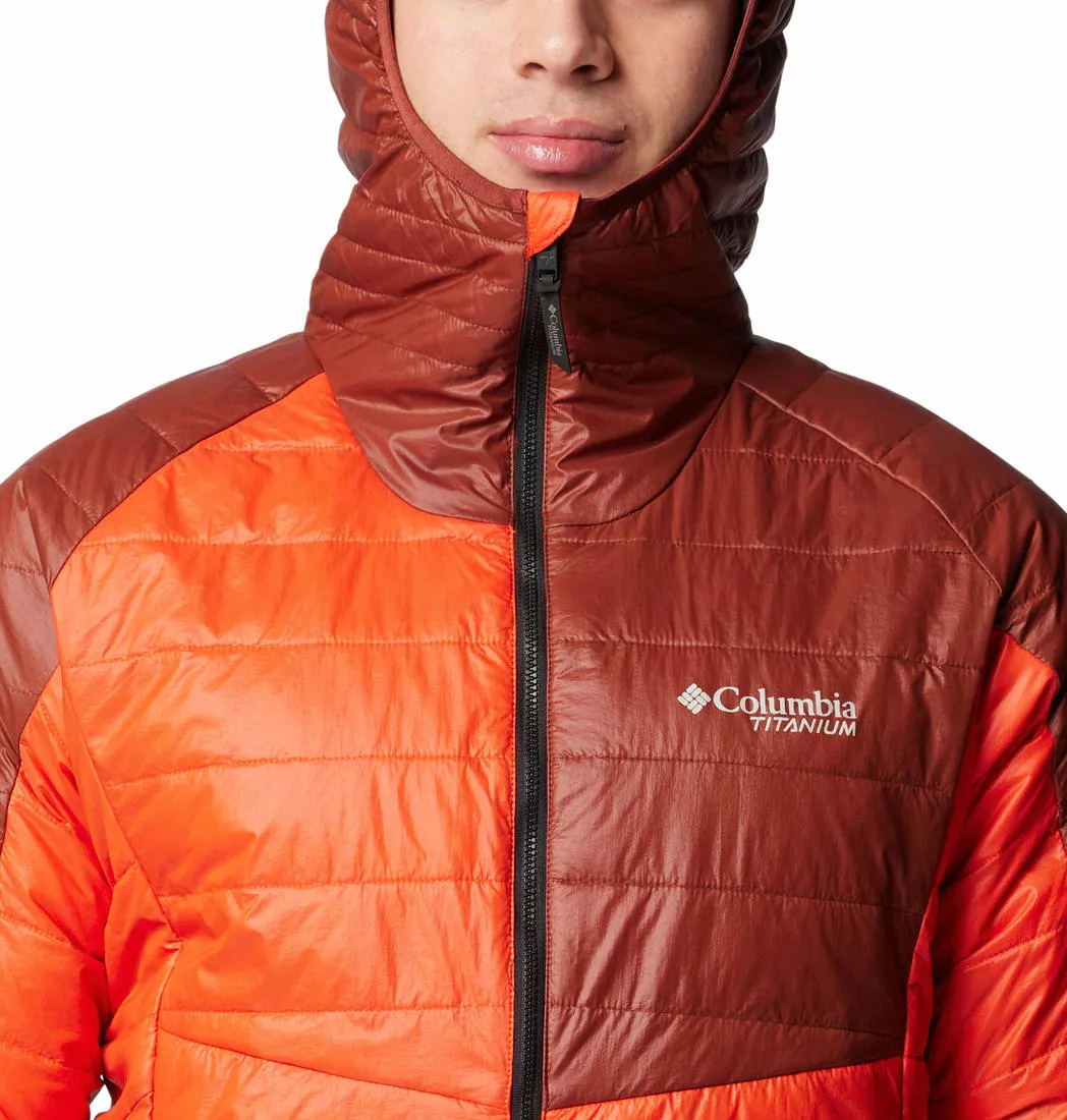 Columbia Men Orange Platinum Peak II Hooded Jacket Silk Tailored Silhouette