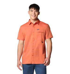 Columbia Men Red Landroamer Twill SS Shirt SweatAbsorbentLining Glam Night