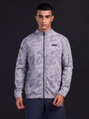 Effortless Fashion Men Printed Slim Fit Mock Neck Jacket with TS FLEXI