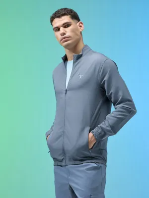 Men Solid Slim Fit Mock Neck Jacket with TECHNOLITE Strong Denim