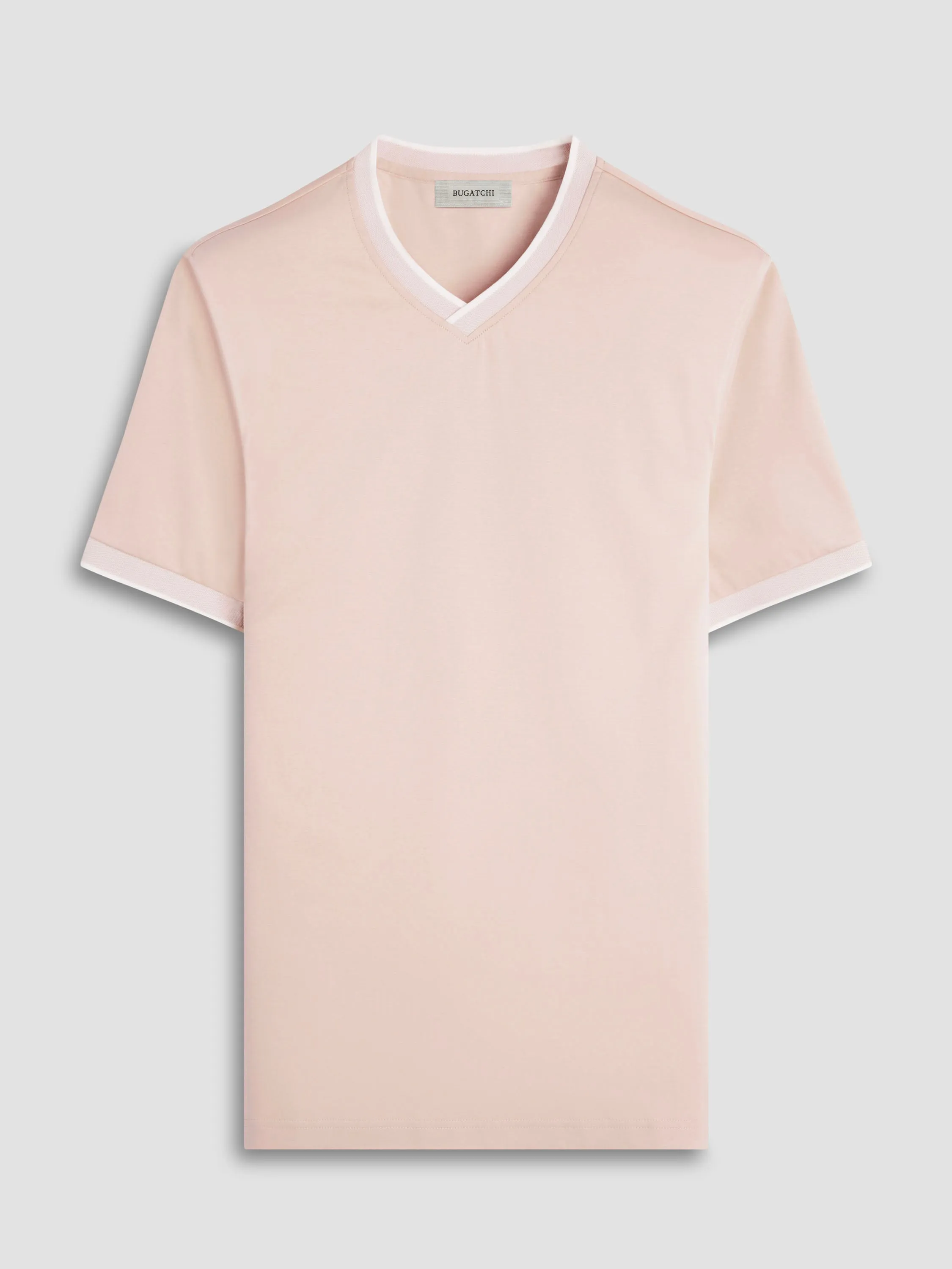 Bugatchi Solid V-Neck T-Shirt - Sand Tagless Design Sporty Shorts