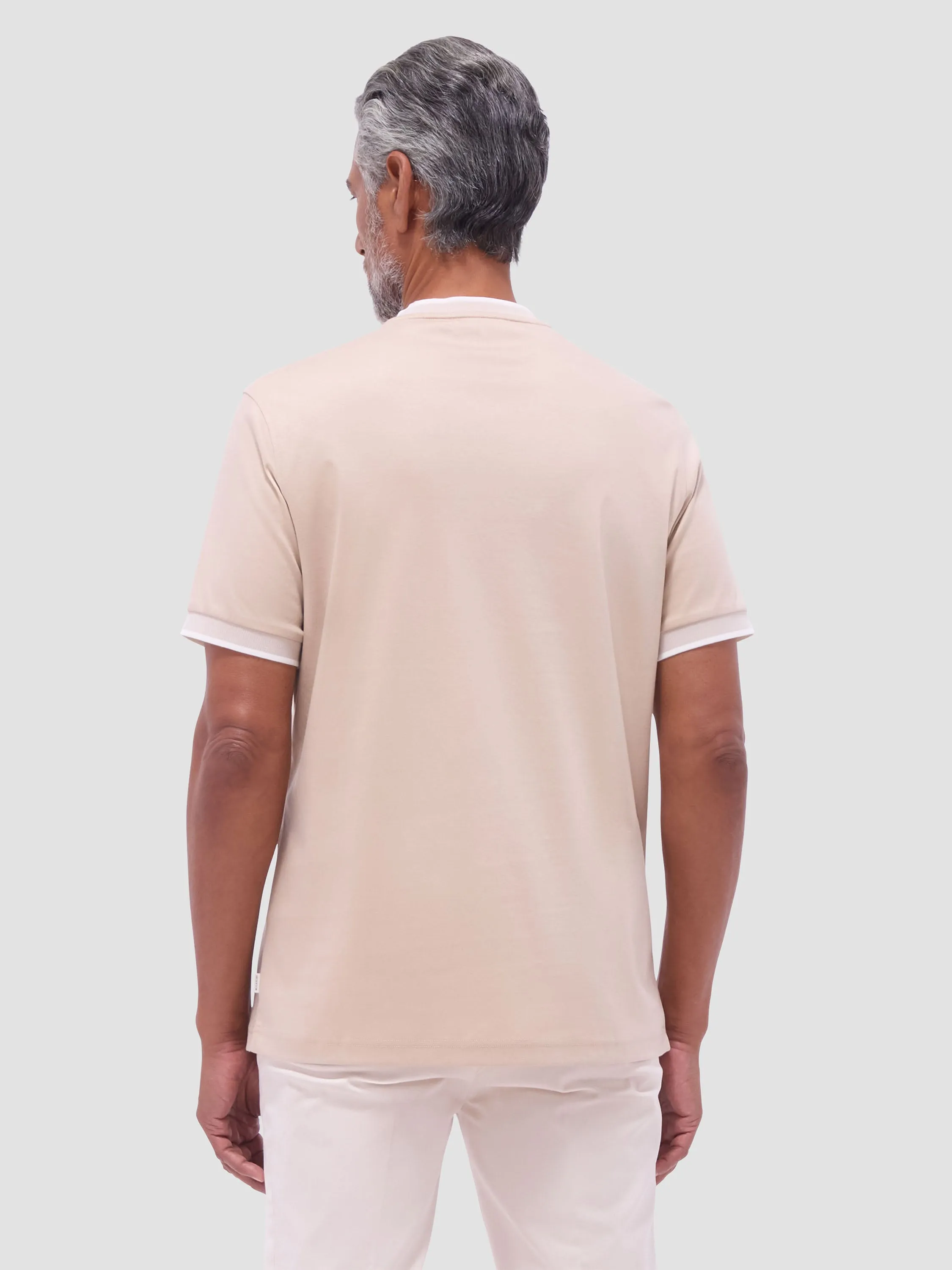 Bugatchi Solid V-Neck T-Shirt - Sand Cozy Wrap
