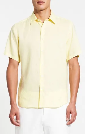 WaterRepellentFinish Casual Shoes Theory Irving Short Sleeve Shirt in Relaxed Linen- Citrus