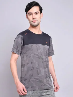 Retro Men Jacquard Slim Fit Crew Neck T-shirt with VENTMESH