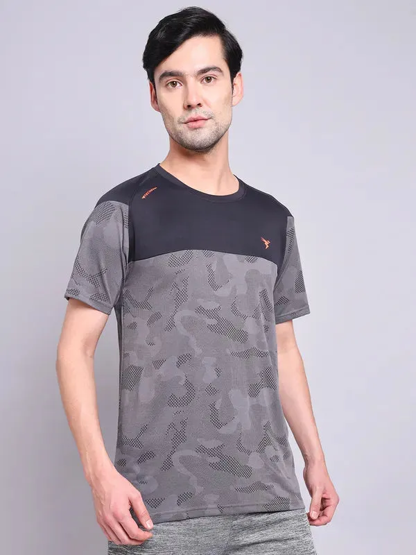 Retro Men Jacquard Slim Fit Crew Neck T-shirt with VENTMESH