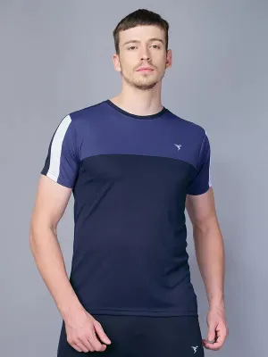 Slim Fit Cut Men Colorblock Slim Fit Crew Neck T-shirt with TECHNO COOL