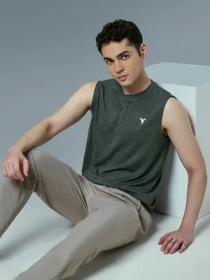 Men Melange Slim Fit Round Neck Sports Innerwear Vest with DOUBLE COOL long term storage