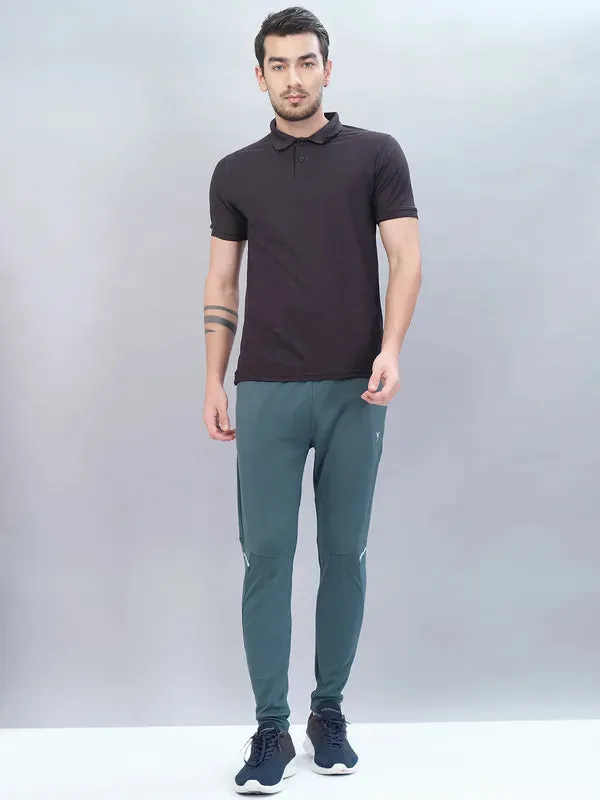DurableHemline Contoured Silicone Gripper Men Solid Slim Fit Trackpants with TECHNO DRY