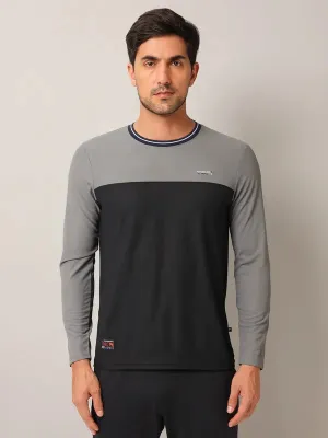 Men Colorblock Slim Fit Crew Neck T-shirt with MATPIQ Floral Pattern teenagers'