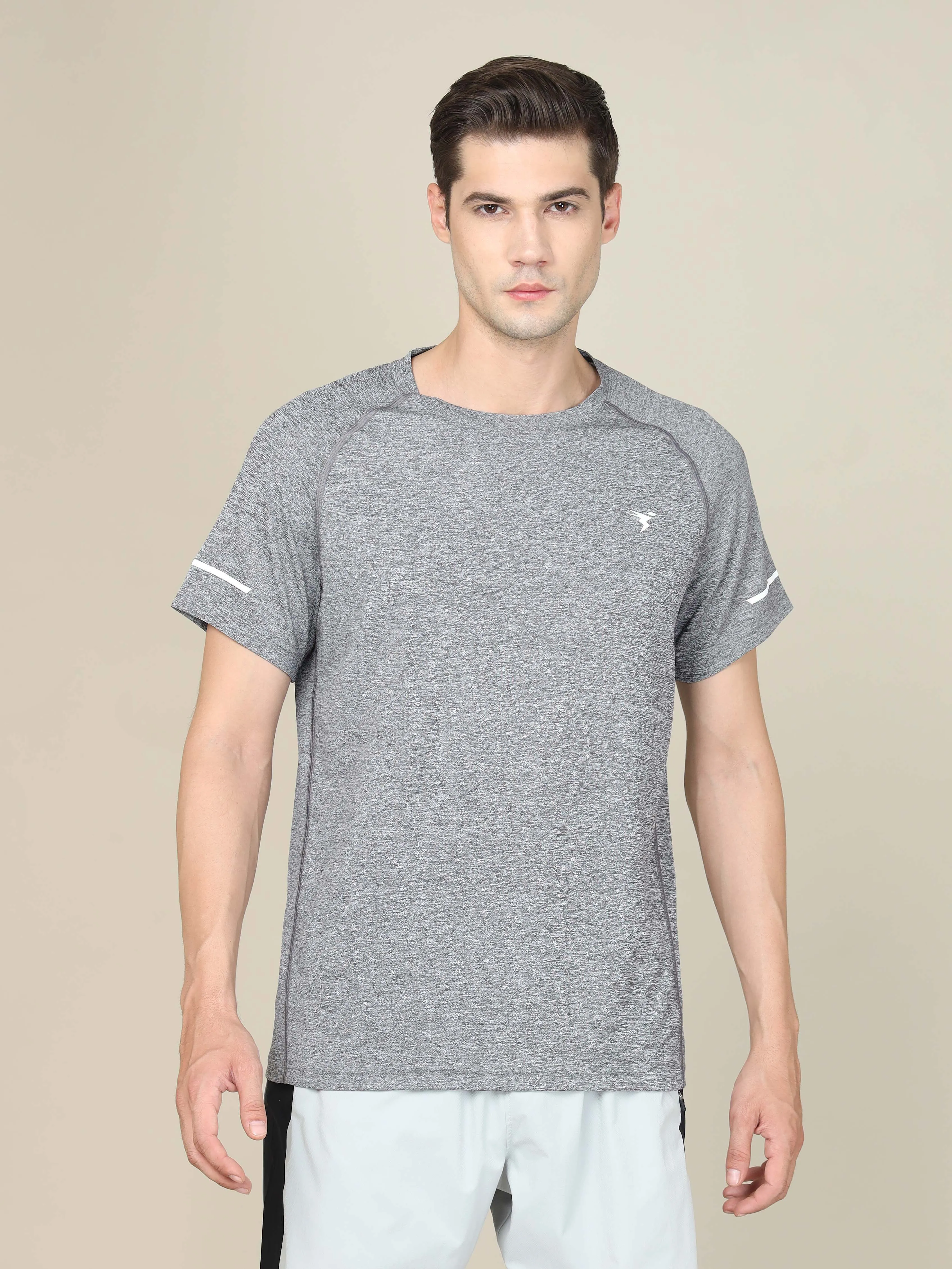 Casual Layer Men Melange Slim Fit Crew Neck T-shirt with MELANGE