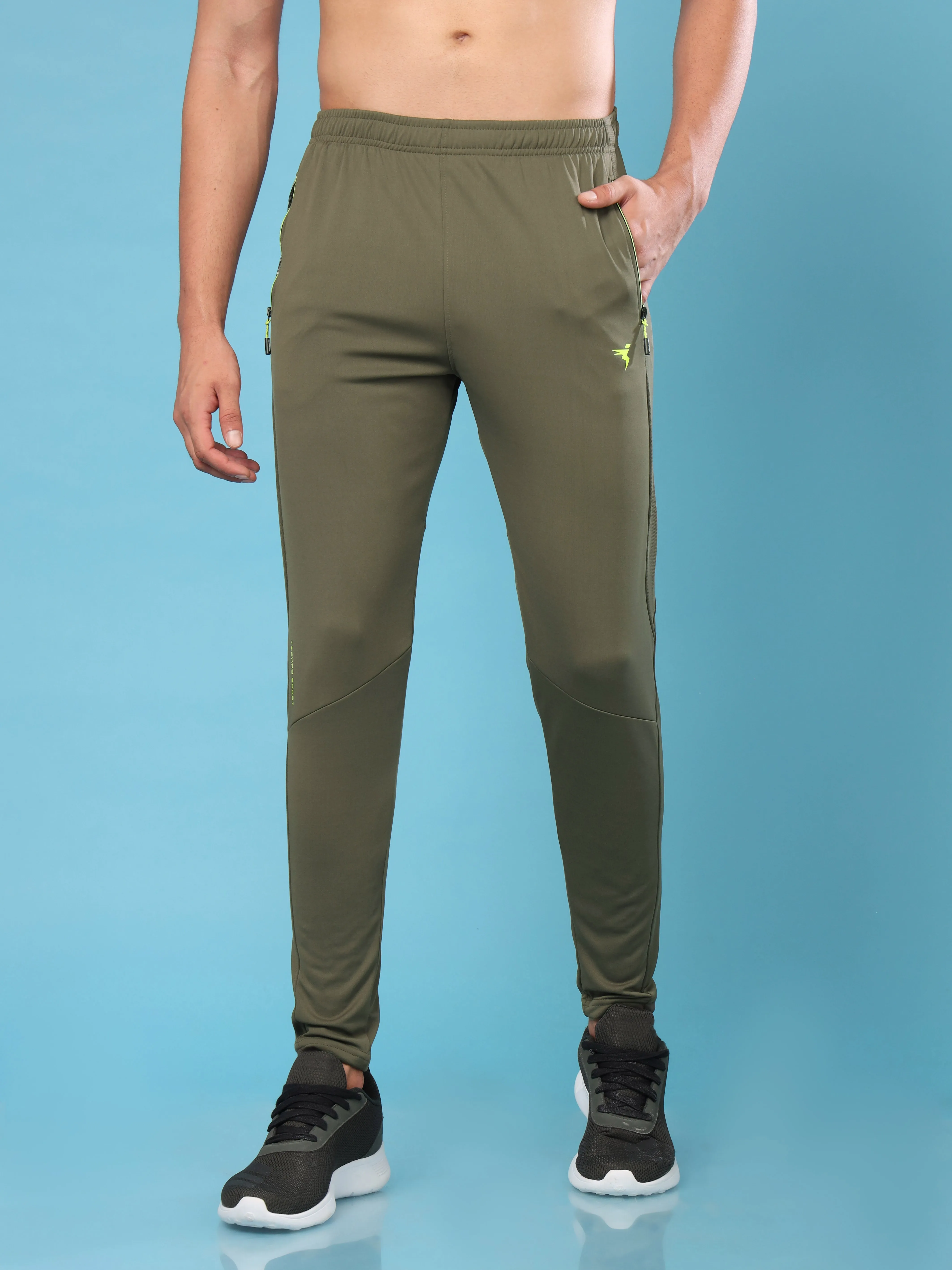 Men Solid Slim Fit Trackpants with TECHNO DRY Lightweight Nylon Blend