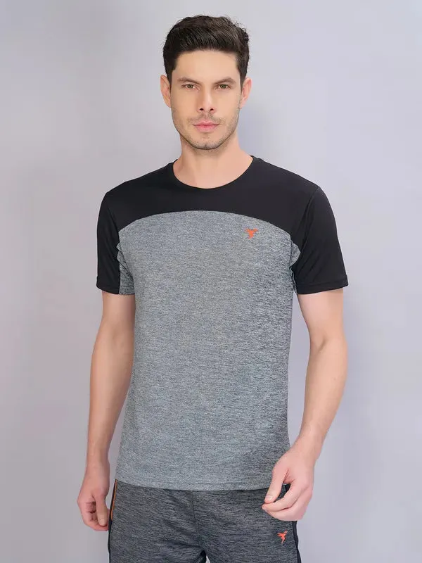 Playful Vibes Fresh Comfort Style Men Crew Neck Slim Fit Melange T-shirt with DOUBLE COOL