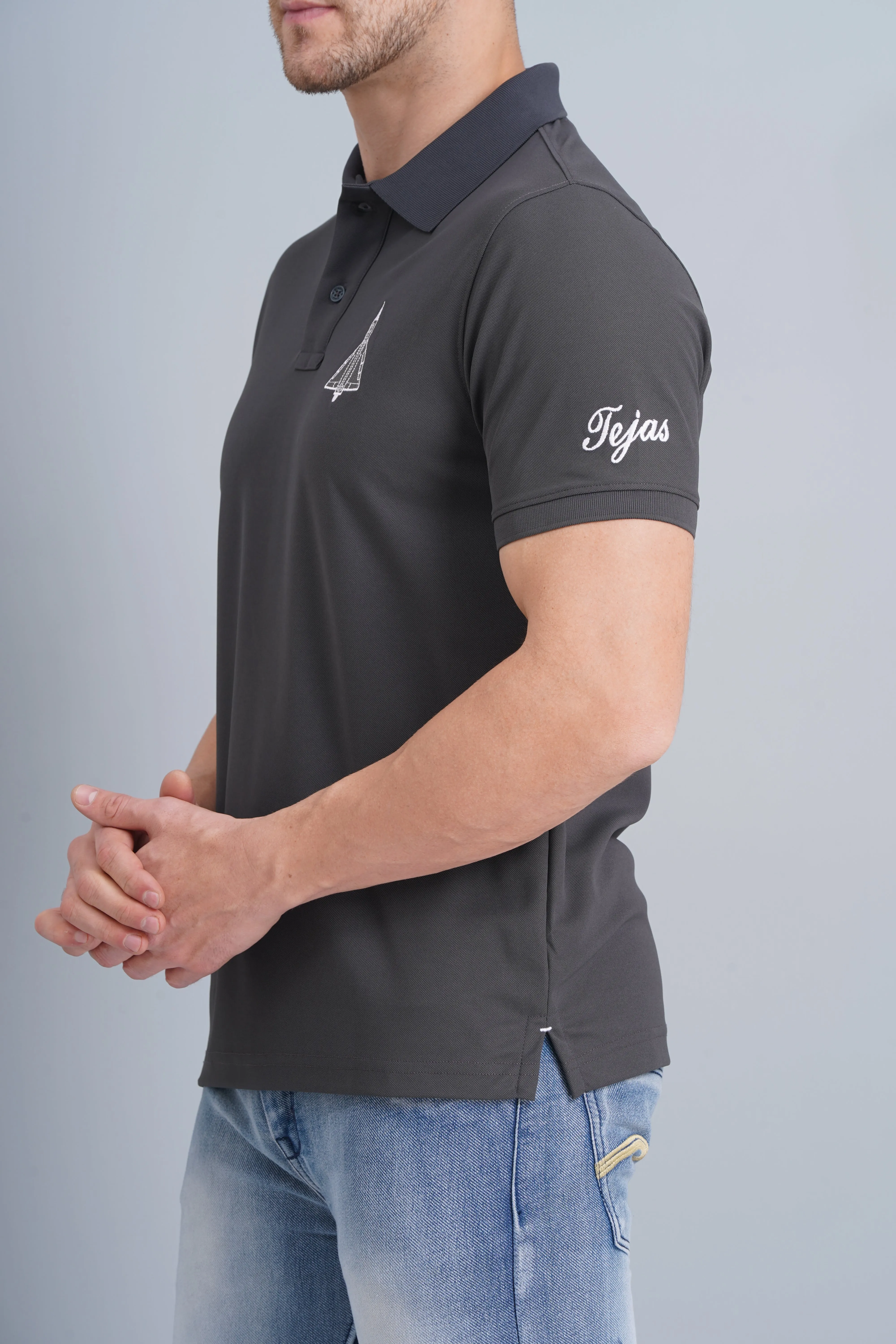 Men's Polo T Shirt Tejas Charcoal All-Season Wear