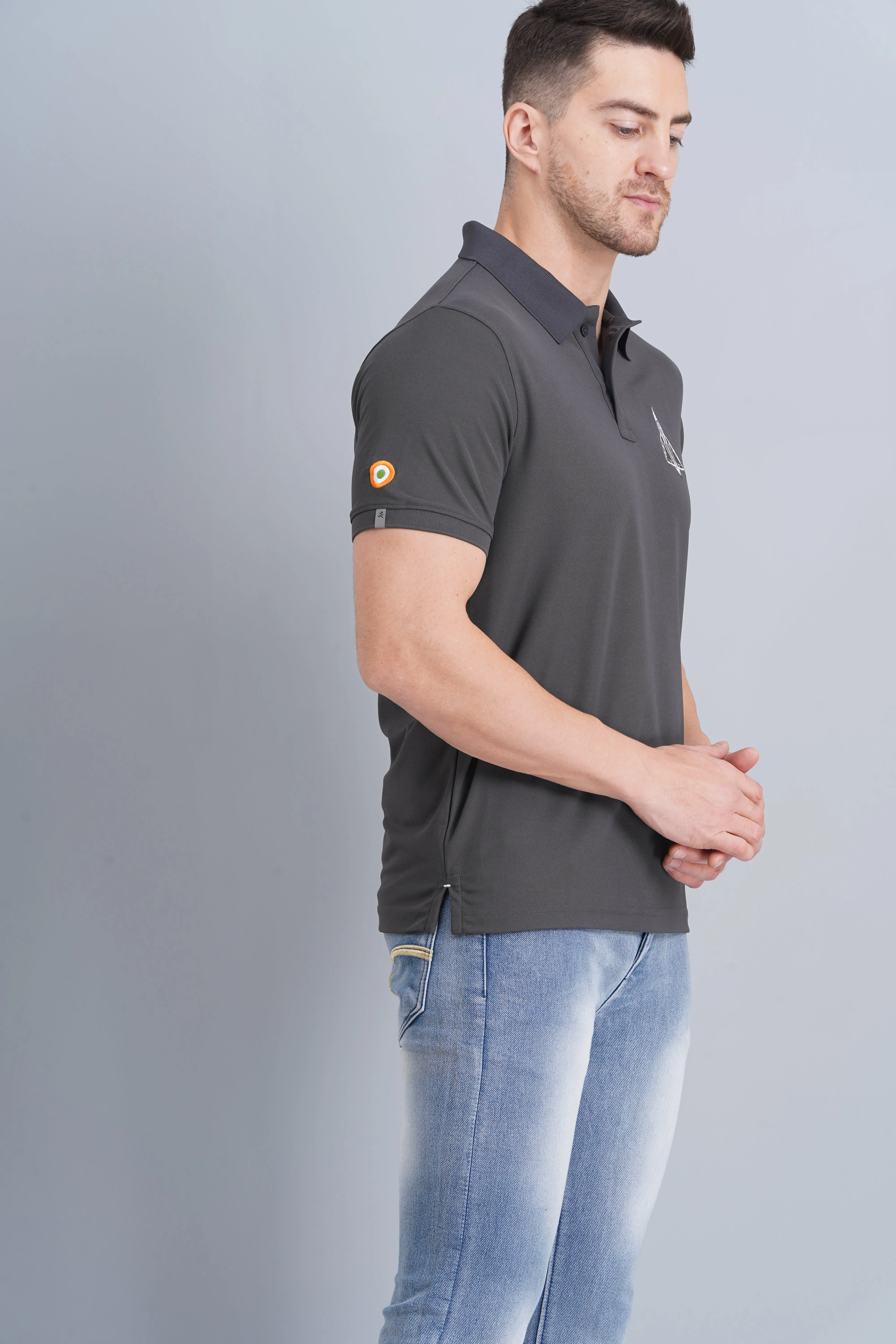 Sleek Comfort Minimalist Look Men's Polo T Shirt Tejas Charcoal