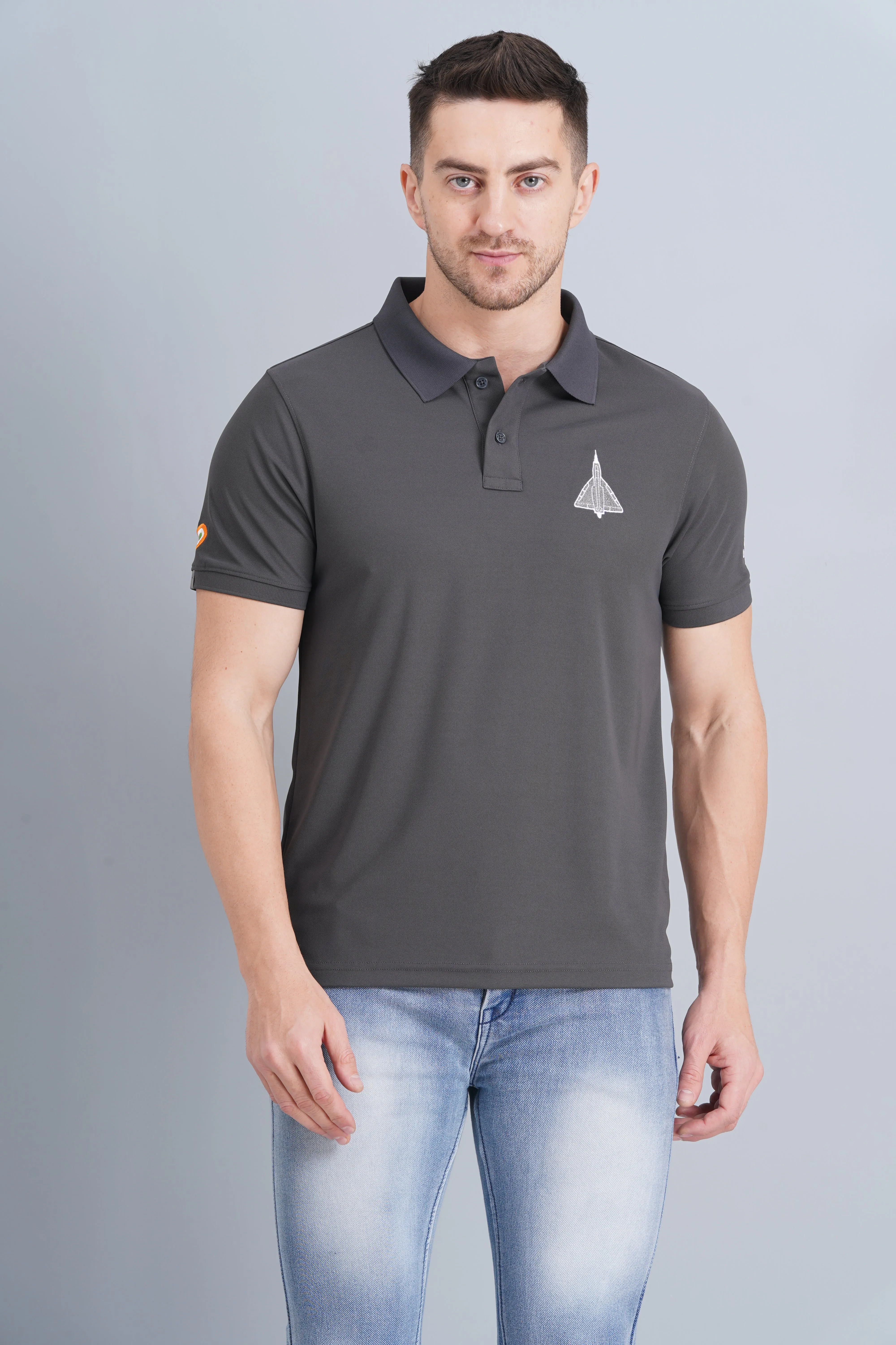 Men's Polo T Shirt Tejas Charcoal Casual Shirt