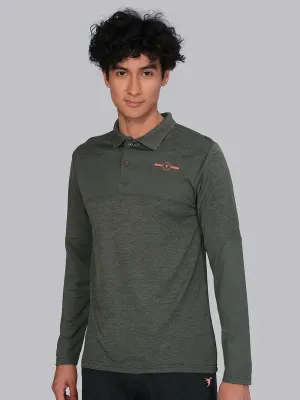 Men Melange Slim Fit Polo T-shirt with DOUBLE COOL Classic Fit Sporty Look