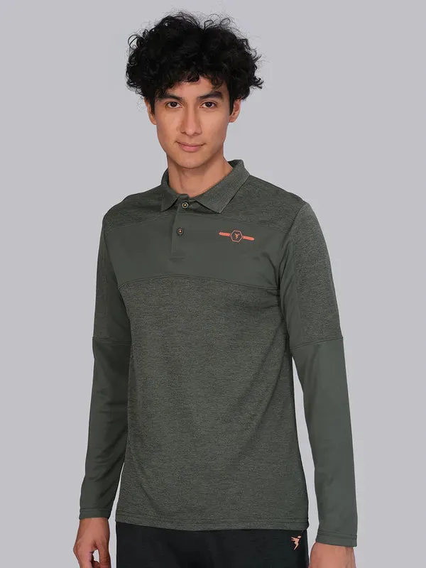 Men Melange Slim Fit Polo T-shirt with DOUBLE COOL Classic Fit Sporty Look