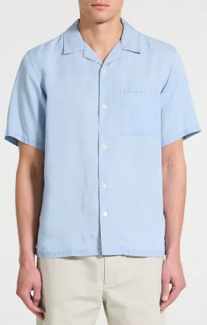 Relaxed Fit clean look Theory Noll Drape Lyocell Short Sleeve Shirt - Light Wash