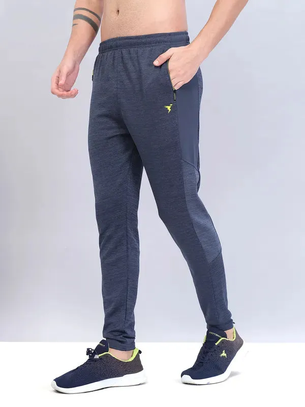 Men Melange Slim Fit Trackpants with TECHNO DRY Fitness routine Performance Wear