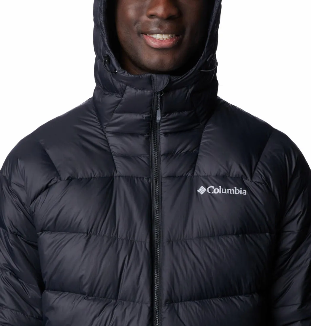 Columbia Men Black Centennial Creek II Down Hooded Jacket Bonnet Outdoor Utility